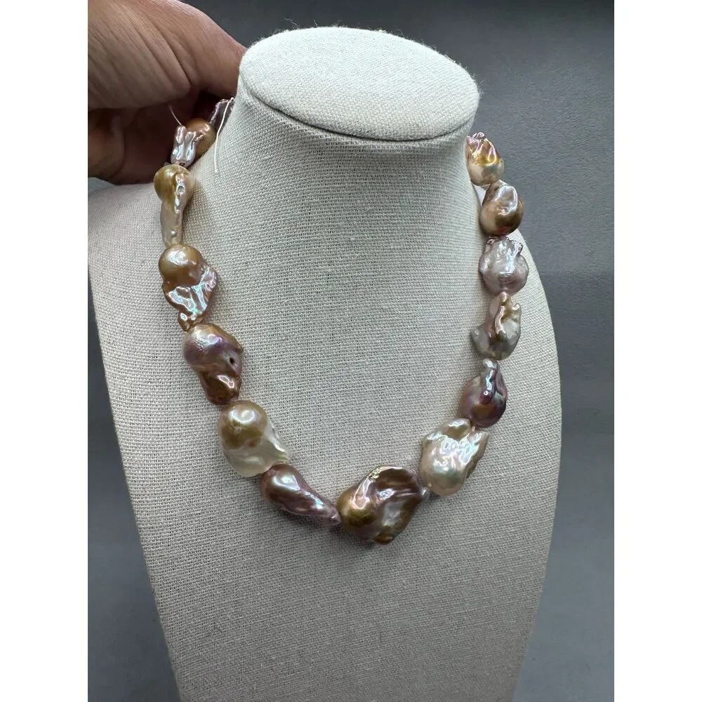 Big Baroque Pearl Strand for DIY Natural  Pink Mauve Bronze Color